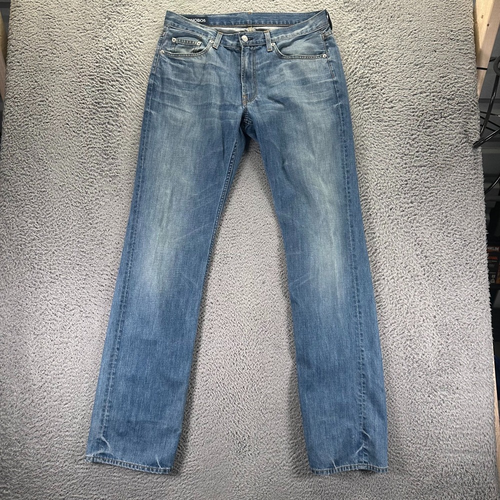 Bonobos Jeans Mens 34x36 Blue Straight Cotton Medium Wash Denim Workwear Faded